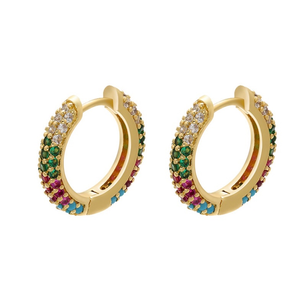 Cubic Zirconia rainbow hoop earrings